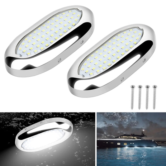RVZONE 4.6in 54LED Underwater Lights for Boat IP68 Waterproof Marine Led Lights for Boats 1800LM 316 Stainless Steel Boat Led Lights for Transom Pool Courtesy Deck Interior Lights