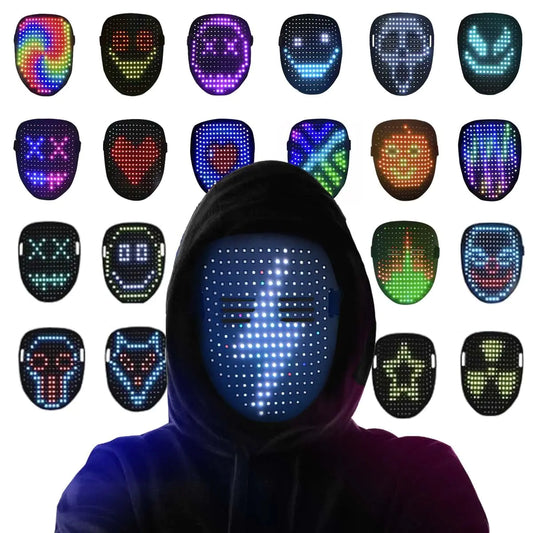 COKOTEE Led Mask Light up Mask with Gesture Sensing Face Transforming Mask for Halloween Festival Cosplay Costume Masquerade Parties gifts